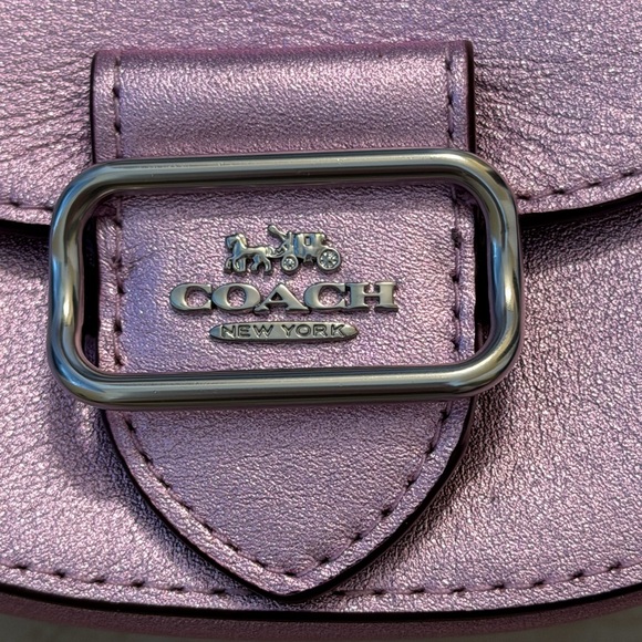 Coach Morgan Card Case with Crossbody Chain – Metallic Lilac (Style CP245) - Picture 3 of 11